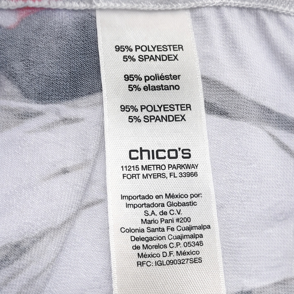 Chico's Tropical Palm Floral Maxi Skirt Red White Asymmetrical High Low Size 3 X - Picture 6 of 6